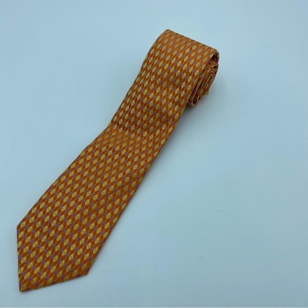 IKE BEHAR Men’s‎ Yellow & Orange Designer 100% Silk Tie